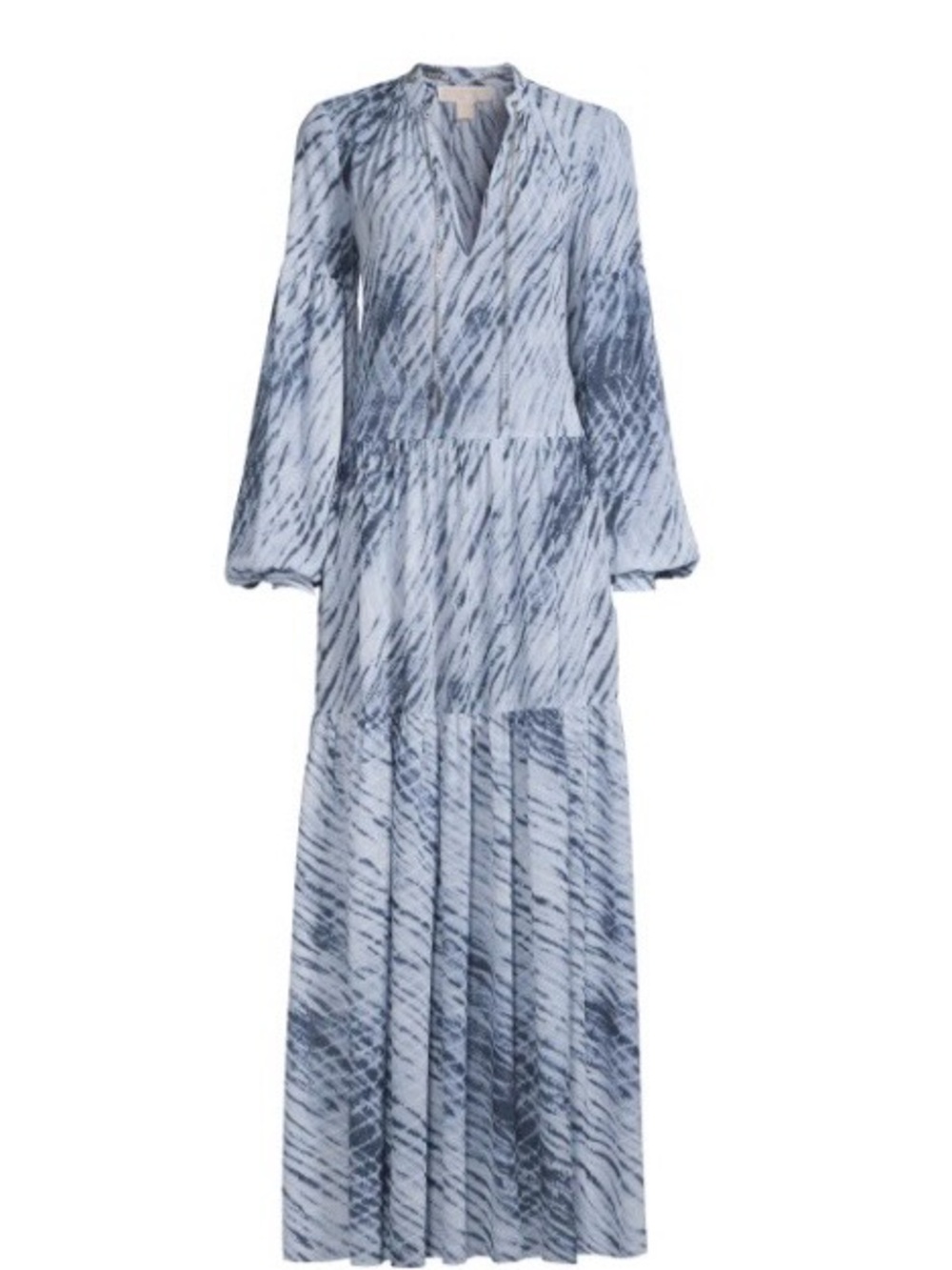 Michael Kors Blue Printed Long Sleeve Maxi Dress
